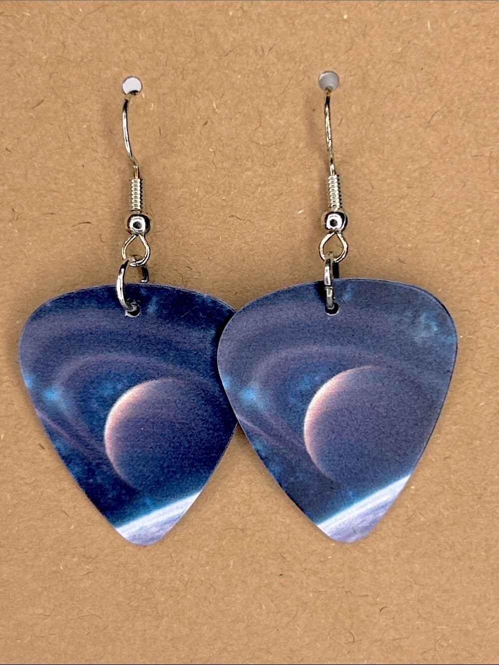 *LAST SET* Space Planet Guitar Pick Dangle Earrings - Navy Blue Fashion Jewelry
